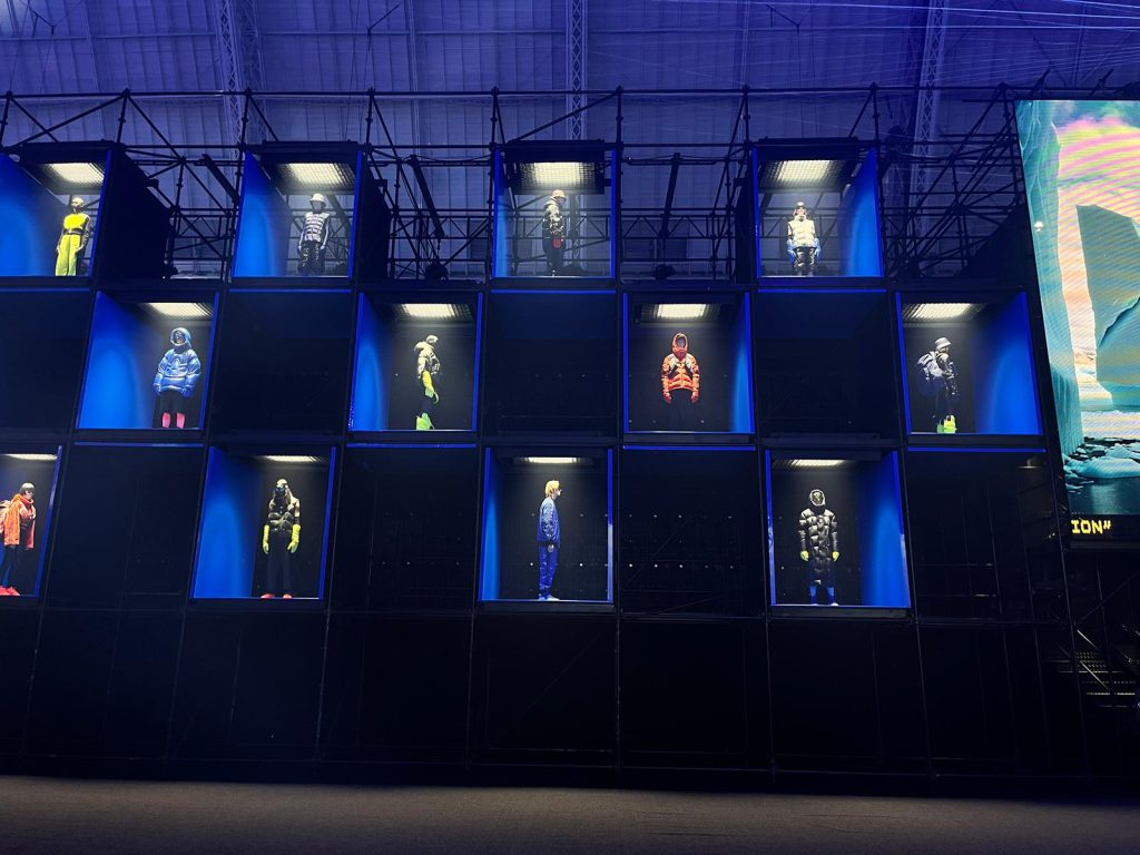 Moncler Art of Genius 2023 Phlippo light audio trussing rigging London Olympia fashion week event show