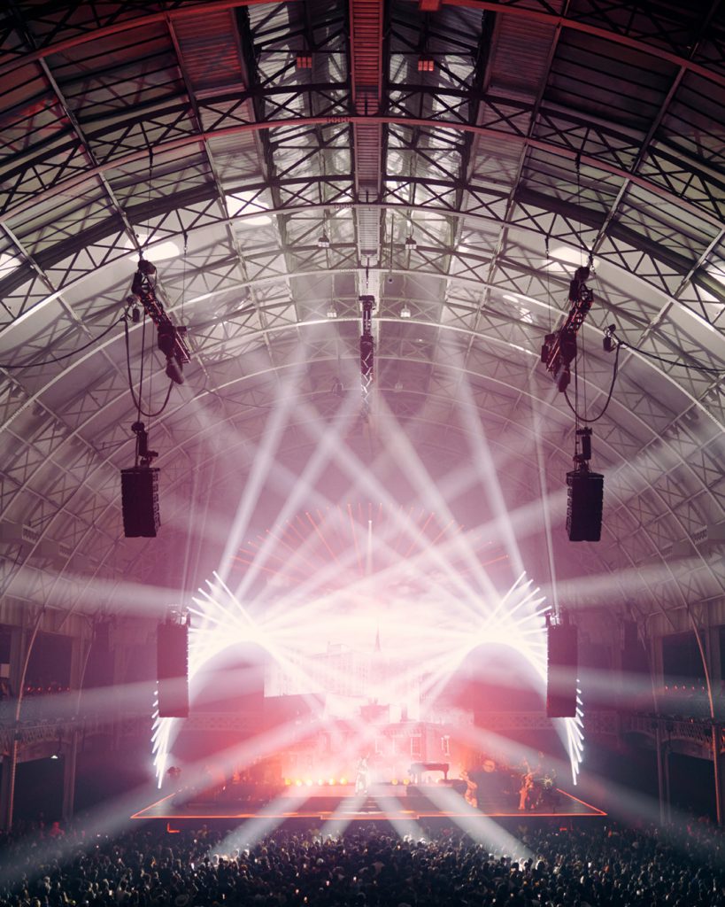 Moncler Art of Genius 2023 Phlippo light audio trussing rigging London Olympia fashion week event show