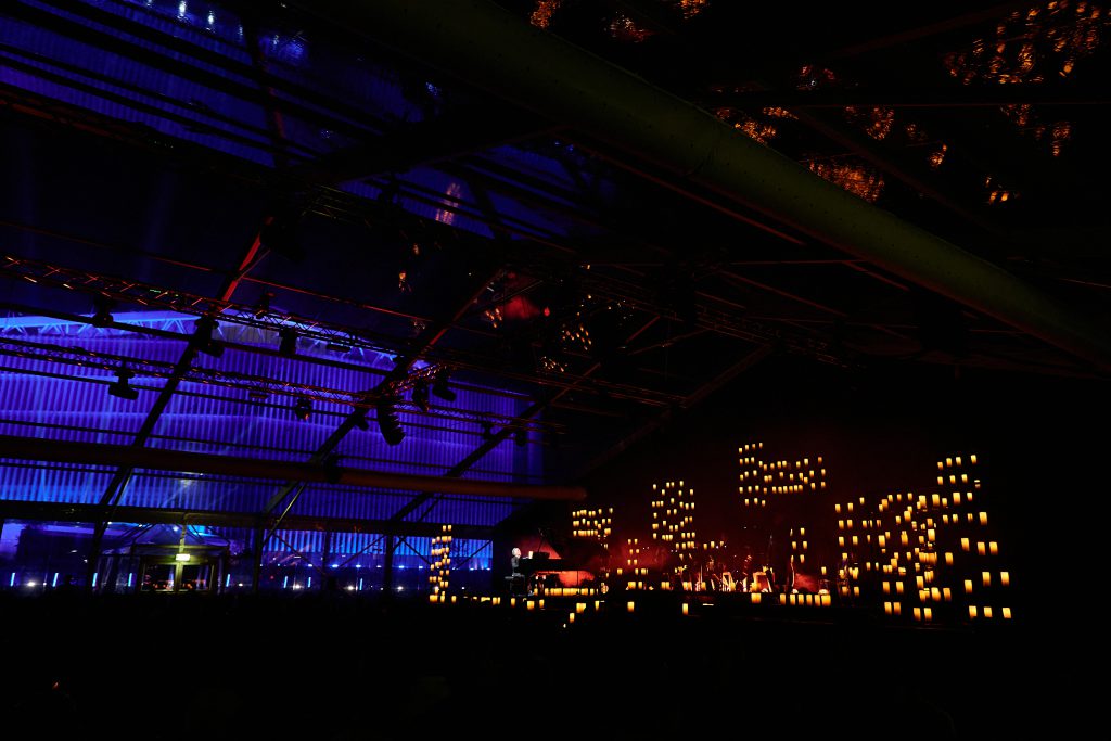 opening inauguration of Palazzo Sidera, new headquarters of Cia-Conad in Forli Italy. Boogies, individually controlled candle lights, show Dardust, Elisa Toffoli